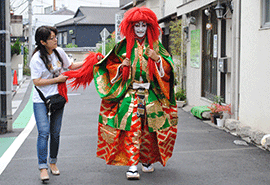 谷中　歌舞伎体験の様子